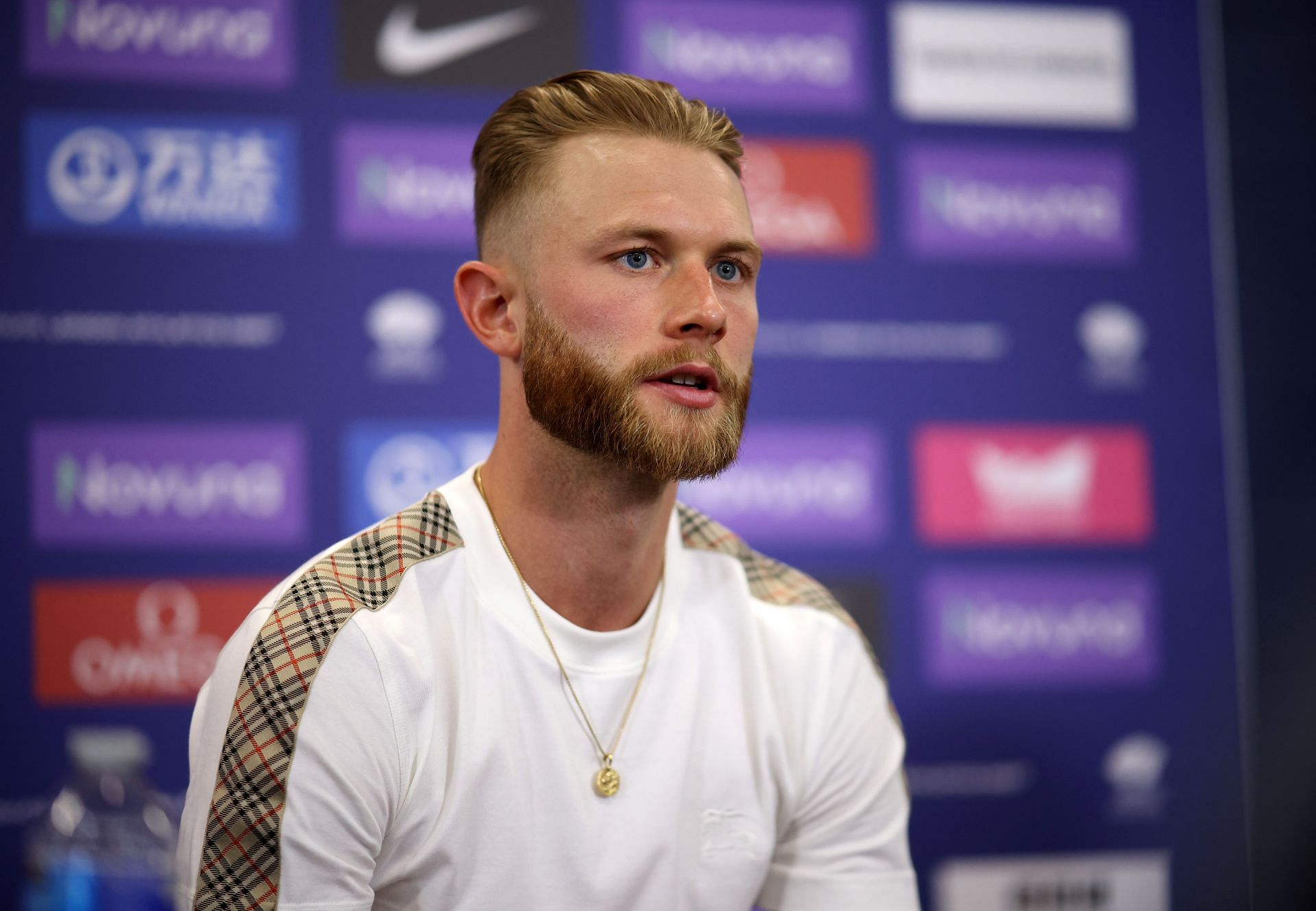 Josh Kerr at a press conference ahead of the 2025 London Diamond League - Source: Getty