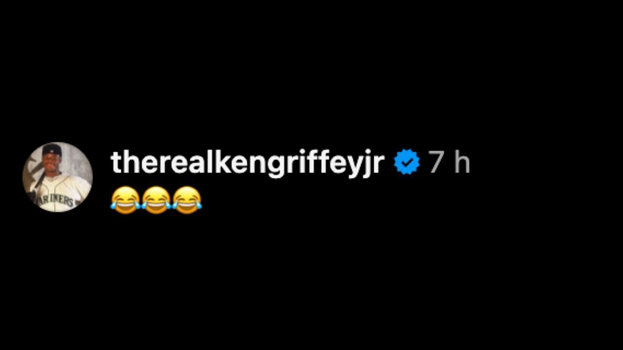 Screenshot of Ken Griffey Jr.&#039;s comment on Xavier Scruggs&#039; Instagram post (Image from - Instagram.com/@xavierscruggs)