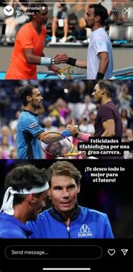 Rafael Nadal's Instagram story (@rafaelnadal)
