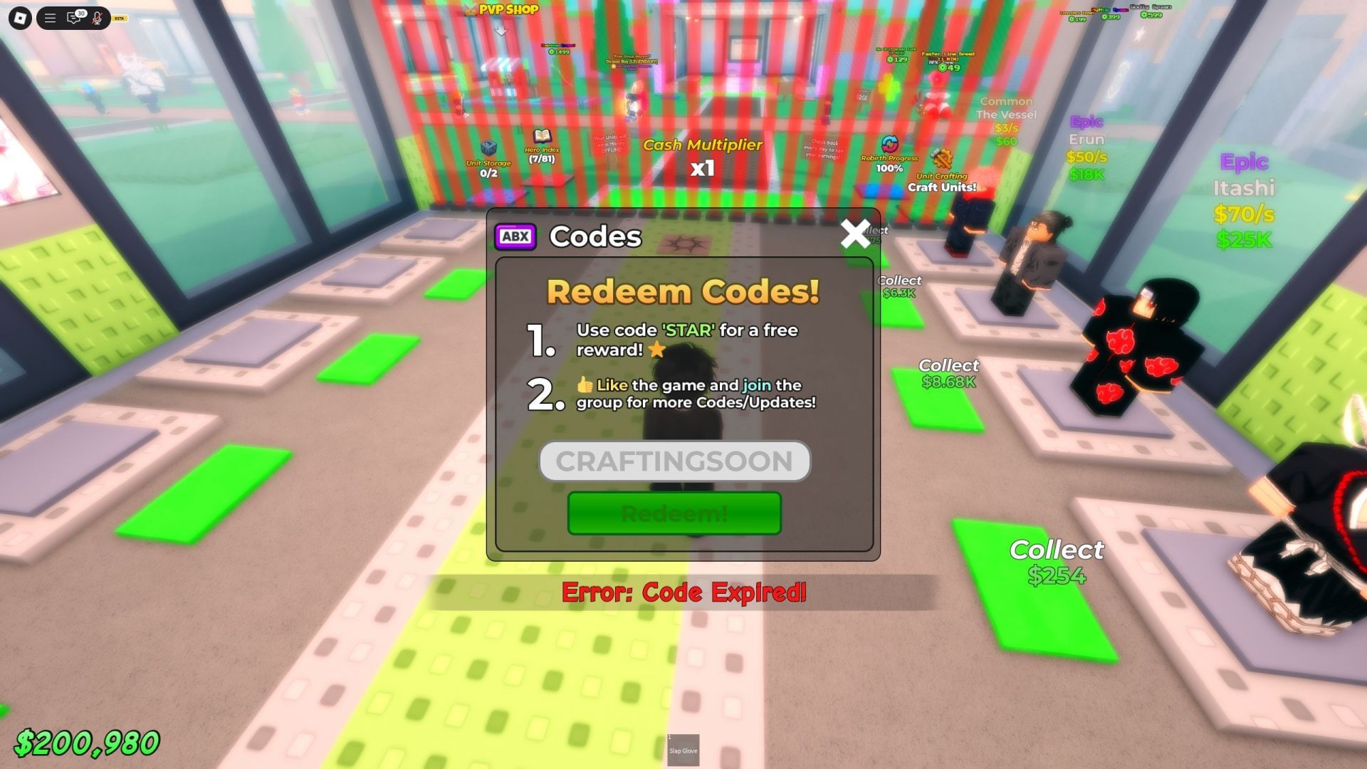 Troubleshoot codes in Steal an Anime (Image via Roblox)