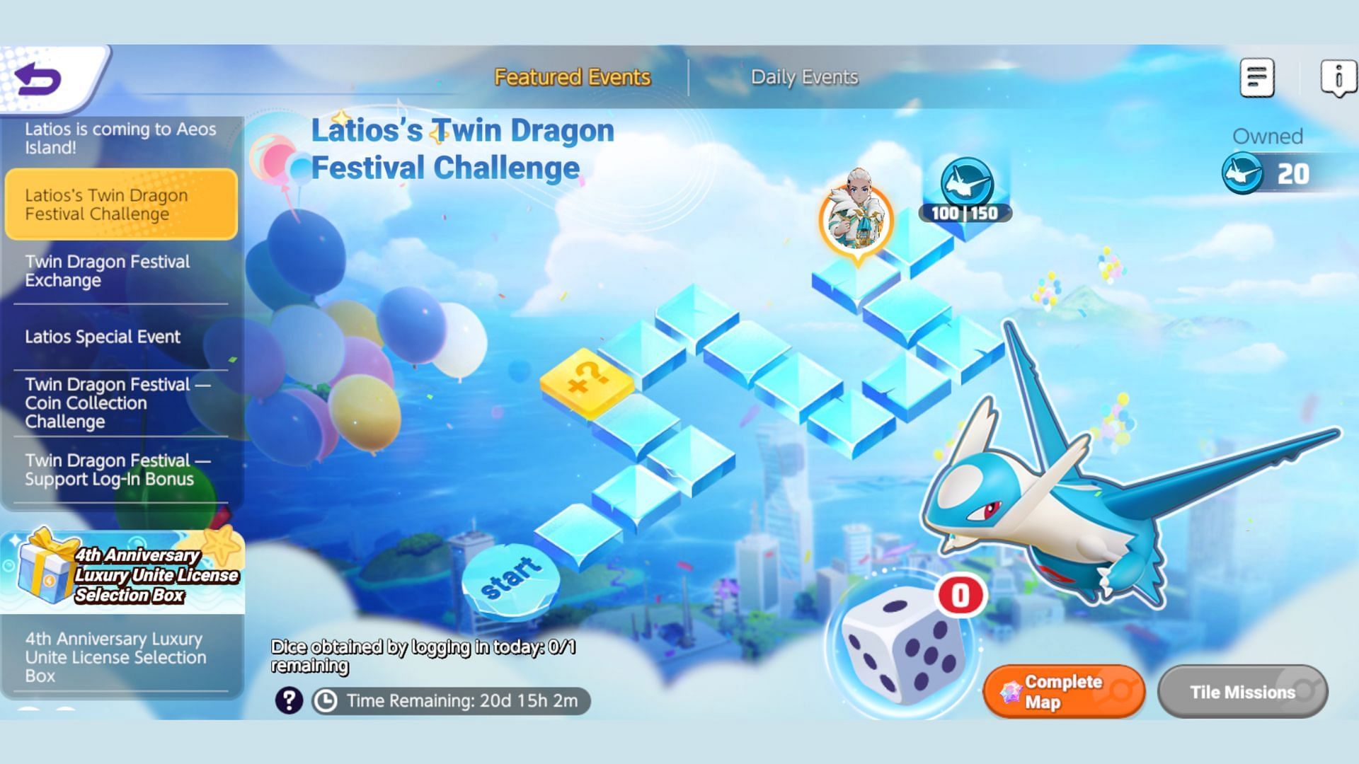 Latios&#039;s Twin Dragon Festival Challenge (Image via The Pokemon Company)