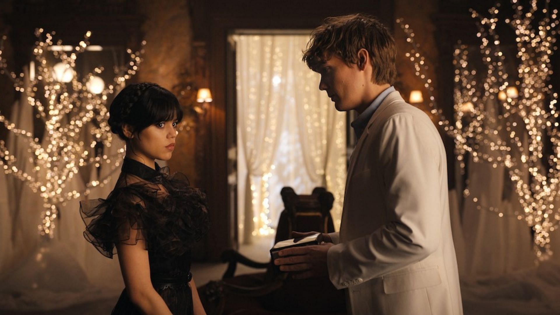 Wednesday and Tyler attend the ball in Wednesday season 1 (Image via Netflix)