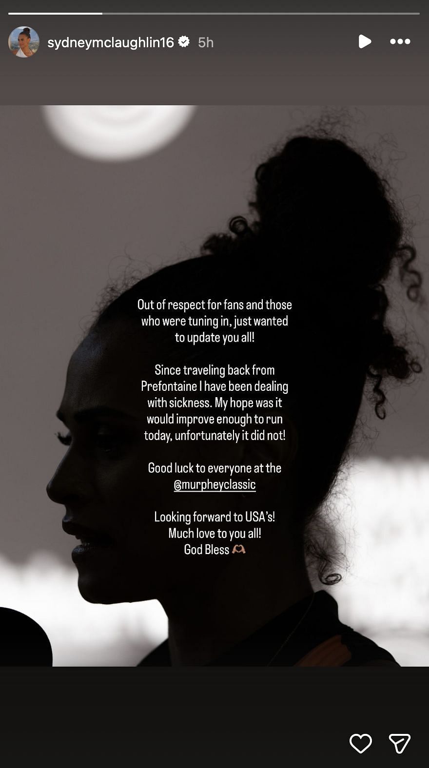 Sydney McLaughlin-Levrone announces her withdrawal | Instagram@sydneymclaughlin16