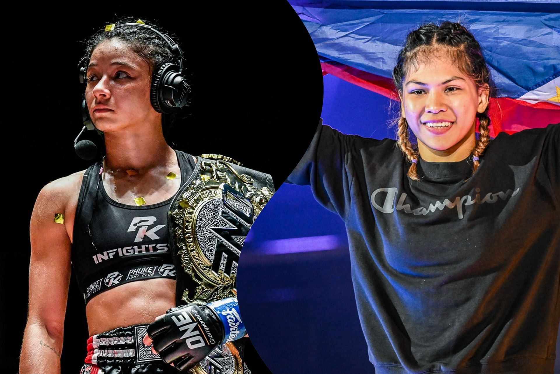 (From left) Allycia Hellen Rodrigues and Denice Zamboanga. [Images courtesy from ONE Championship]