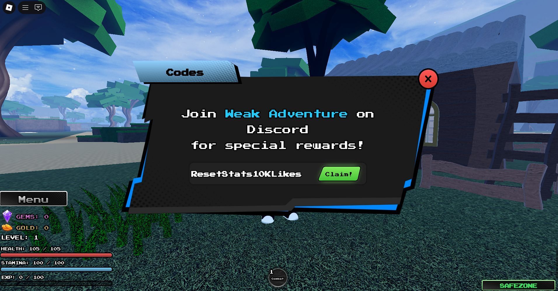 Use o código aqui (imagem via Roblox)