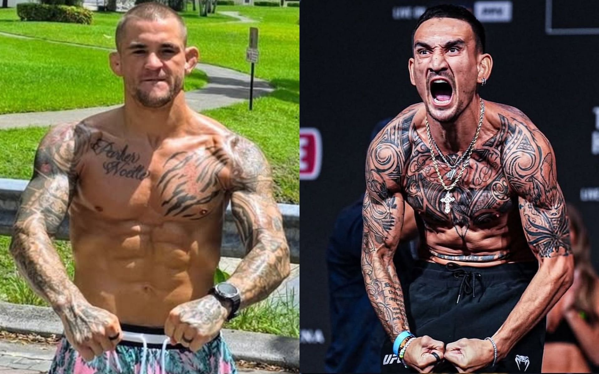 Dustin Poirier (left) could wobble Max Holloway (right) in upcoming fight per UFC veteran. [Images courtesy: @dustinpoirier and @blessedmma on Instagram]