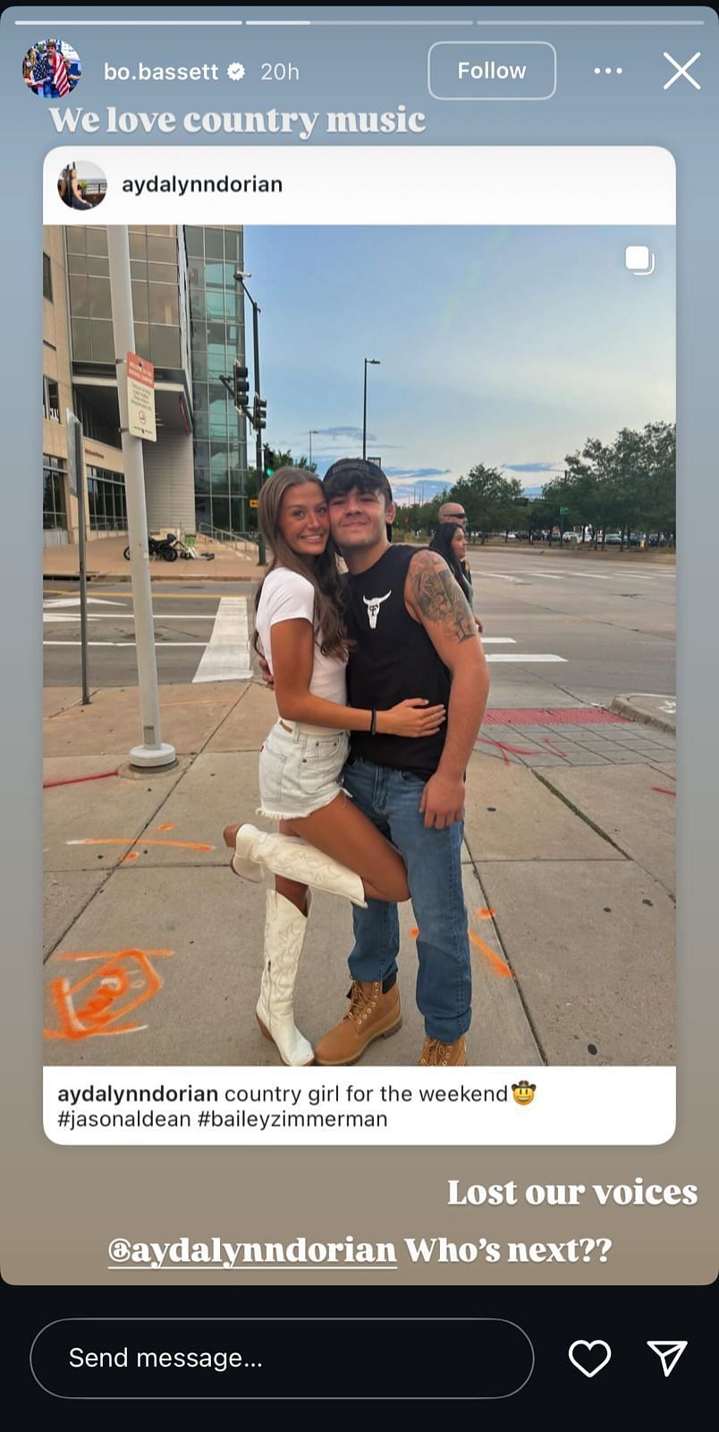 Still taken from Bassett&#039;s Instagram (Source: @bo.bassett/Instagram)
