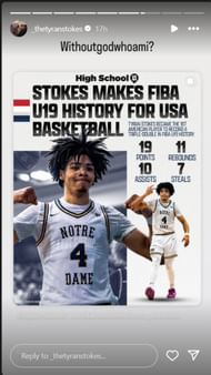Tyran Stokes makes history at the FIBA U19 World Cup. IG image via @_thetyranstokes