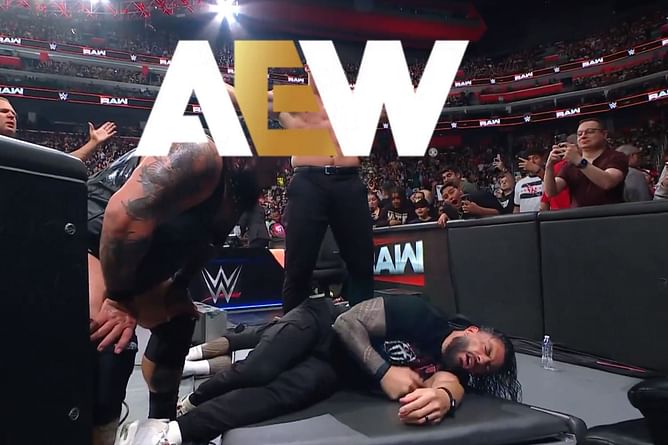 AEW star seemingly reacts to Seth Rollins' partner dealing a massive blow to Roman Reigns on RAW