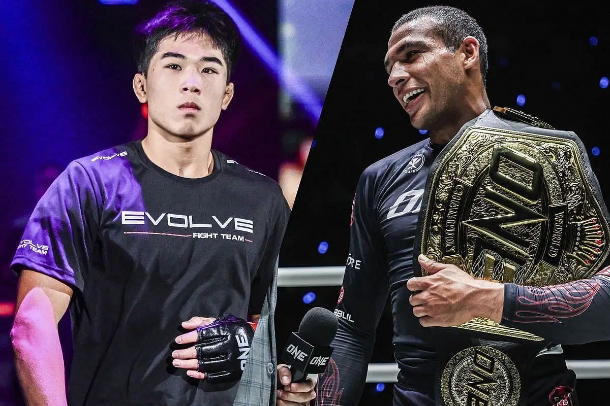 (From left) Adrian Lee and Tye Ruotolo collide at ONE Fight Night 35. [Images courtesy from ONE Championship]