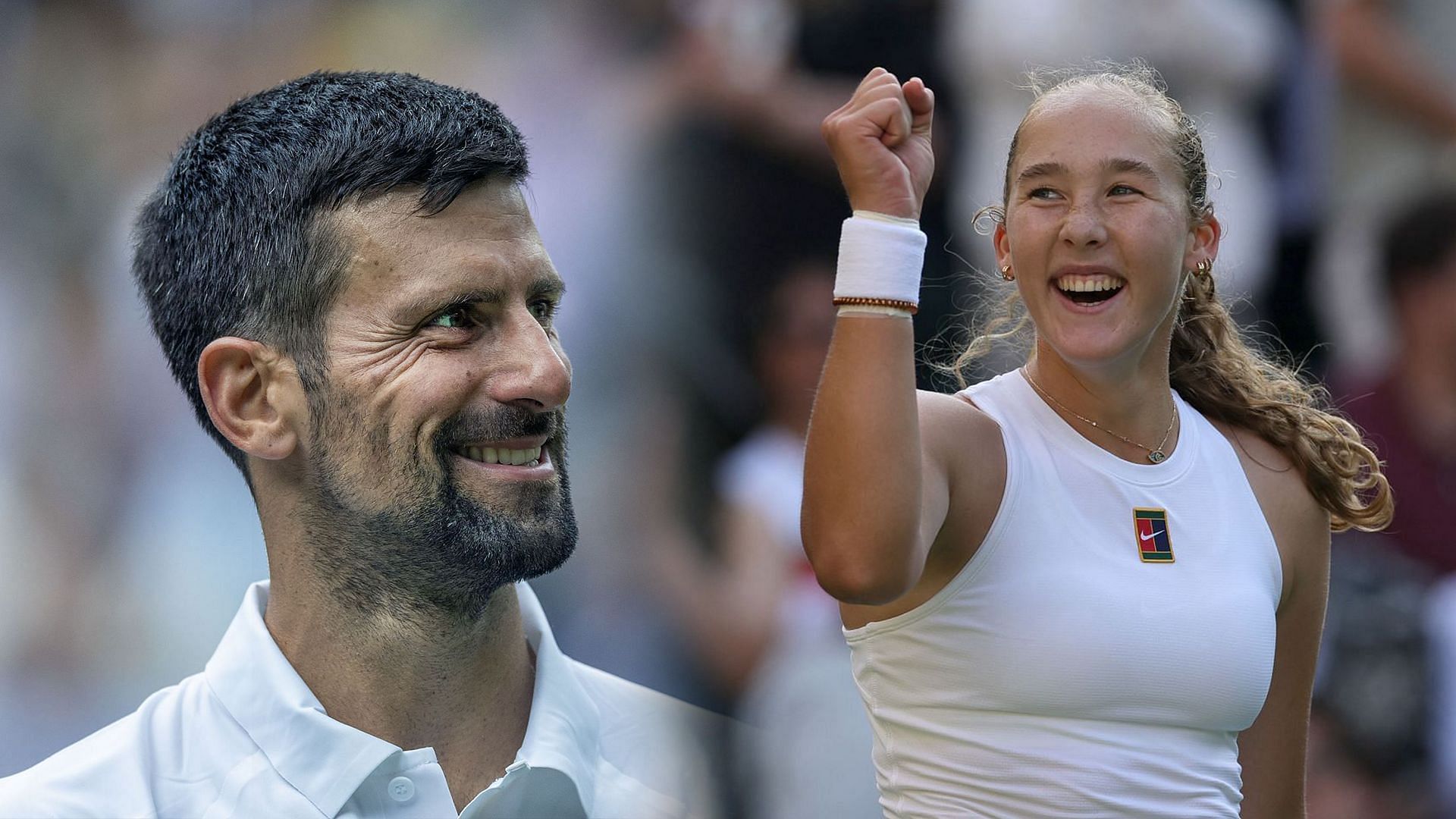Novak Djokovic9left) and Mirra Andreeva(right). Images: Getty