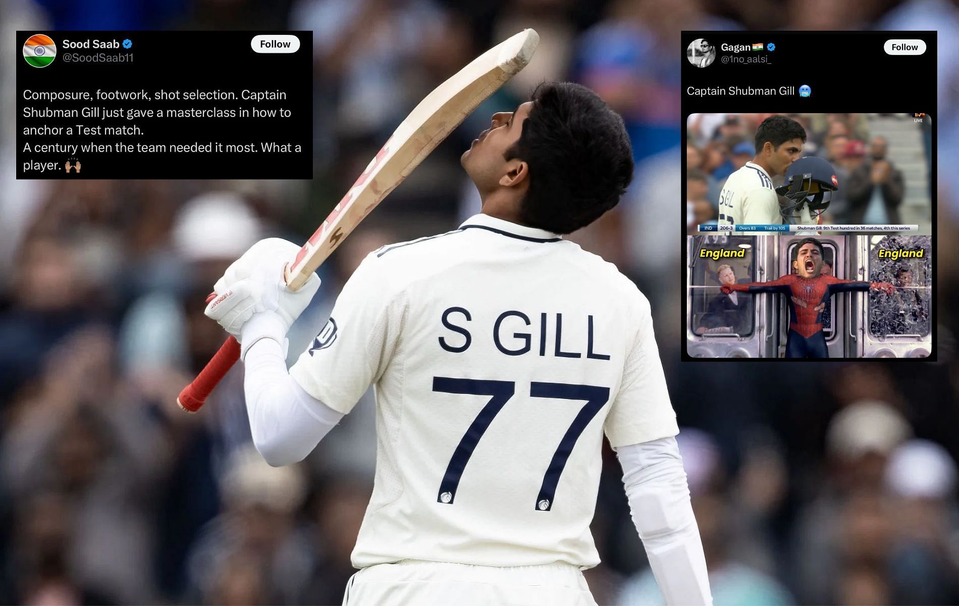 Shubman Gill has shown tremendous form in the series. (Pics: Getty Images/X/@1no_aalsi_/@SoodSaab11).