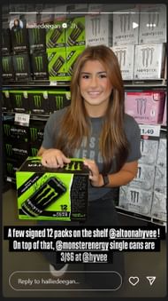 A snapshot of Hailie Deegan's Instagram story (@hailiedeegan)