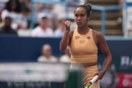 Leylah Fernandez during the women's singles final at the 2025 Mubadala Citi DC Open (Source: Getty)