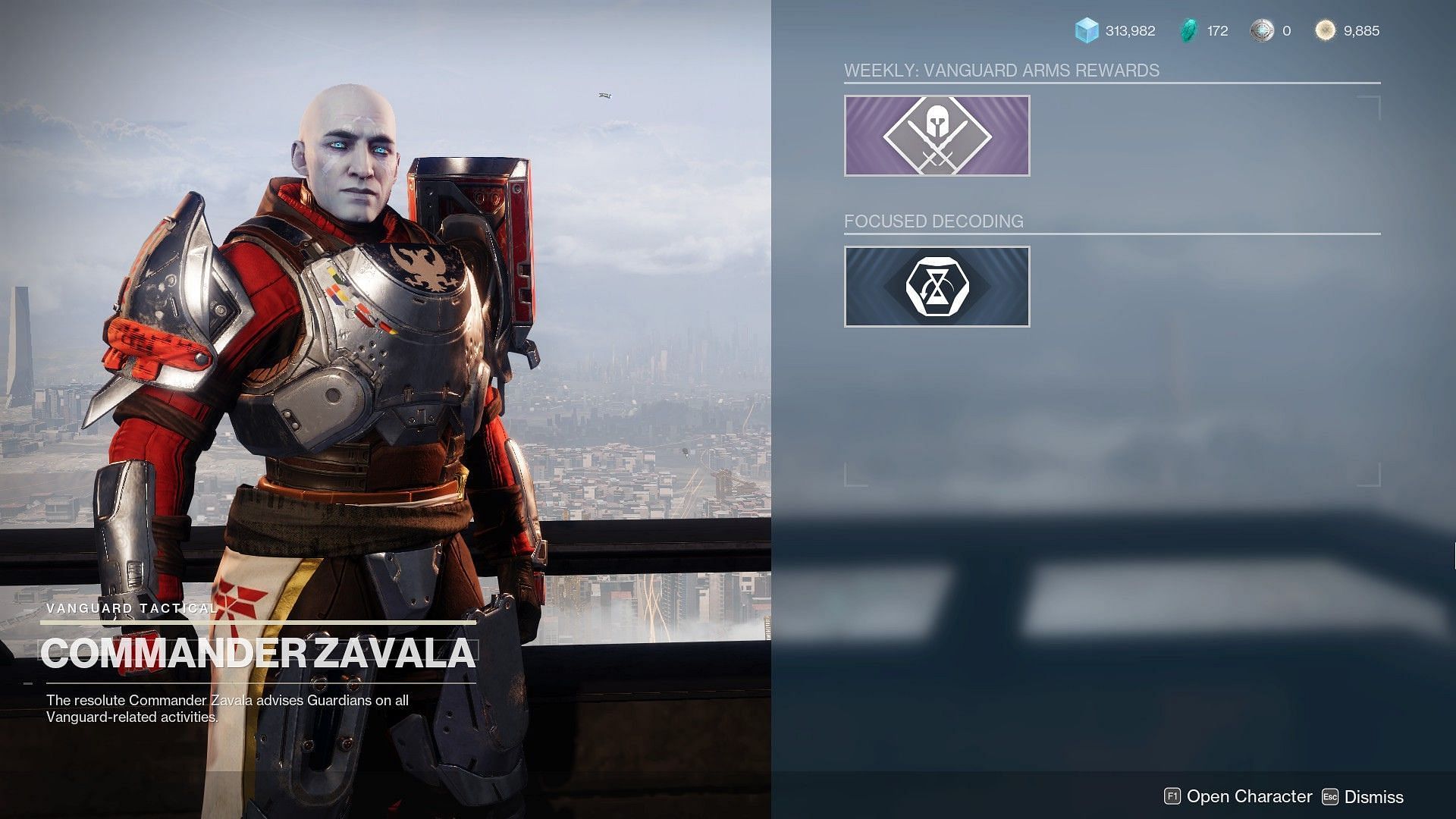 Get the Weekly Vanguard Arms at Zavala (Image via Bungie)