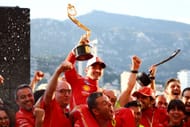 Charles Leclerc celebrates his home victory with Ferrari, Monaco, 2024 (Getty Images)