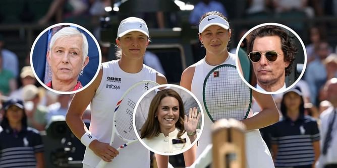 Celebrities in Royal box at Wimbledon for Amanda Anisimova vs Iga Swiatek final ft. Martina Navratilova, Kate Middleton, Matthew McConaughey & others