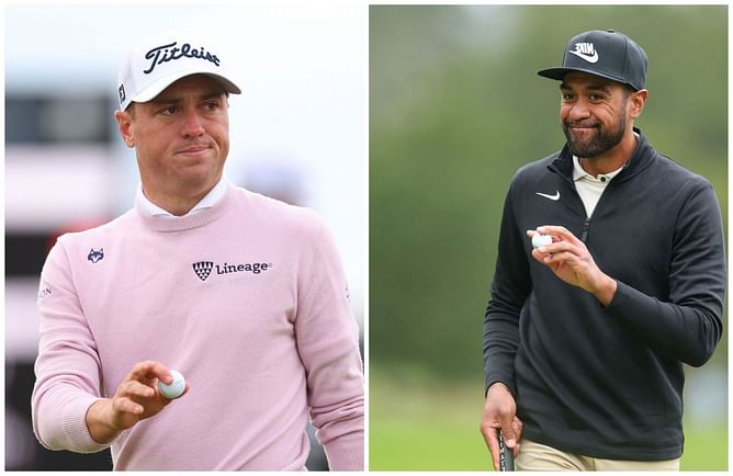 Justin Thomas and Tony Finau share excitement for the launch of Happy Gilmore in 2 weeks