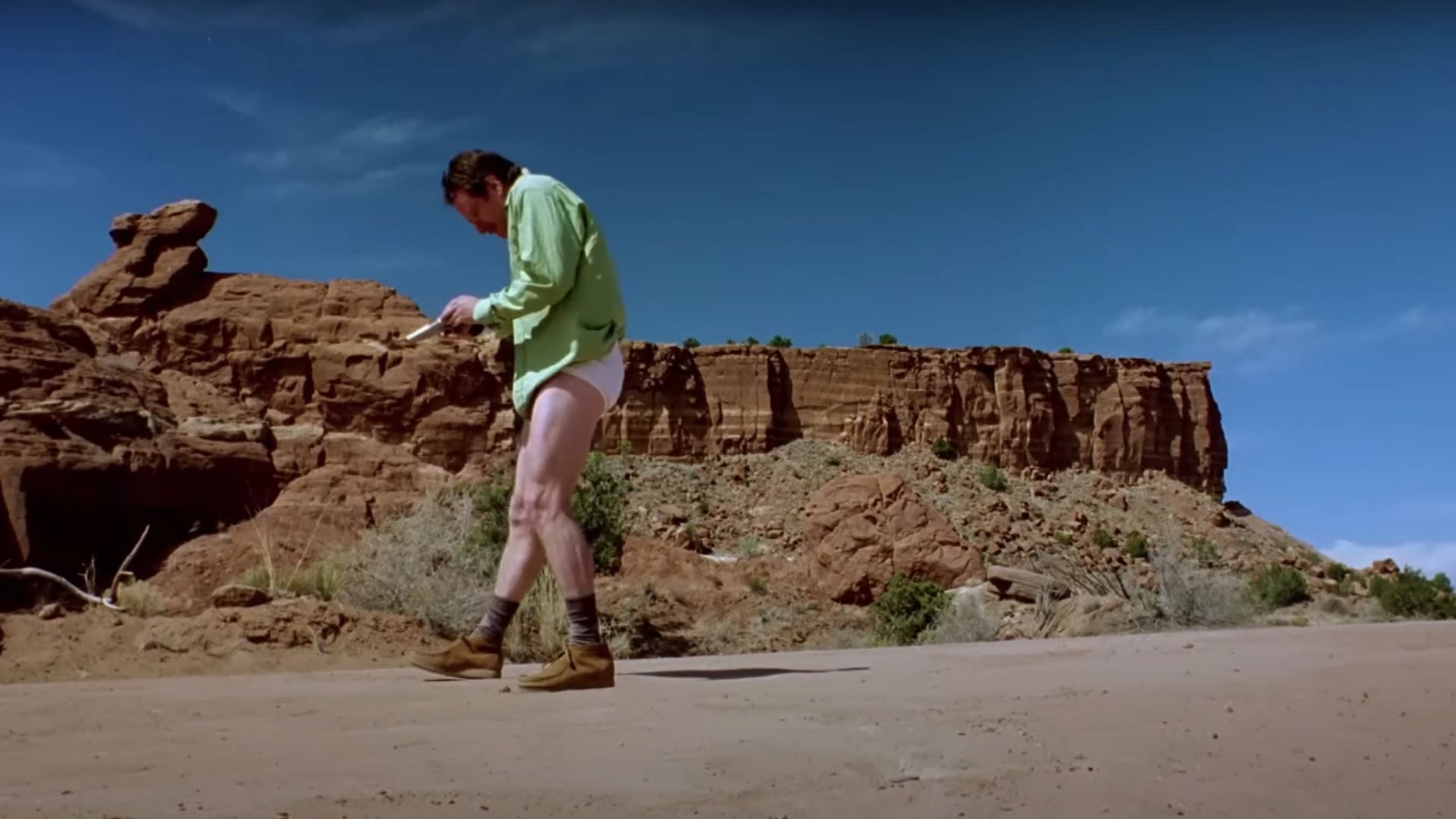 Walter&#039;s memorable entry in the pilot (Image via YouTube/Breaking Bad &amp; Better Call Saul)