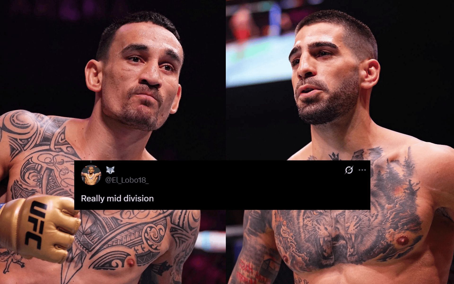 Fans react to updated UFC featherweight rankings excluding Max Holloway (left) and Ilia Topuria (right). [Images courtesy: Getty]