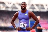 Noah Lyles at the 2025 Diamond League at London Stadium. (Photo via Getty Images)
