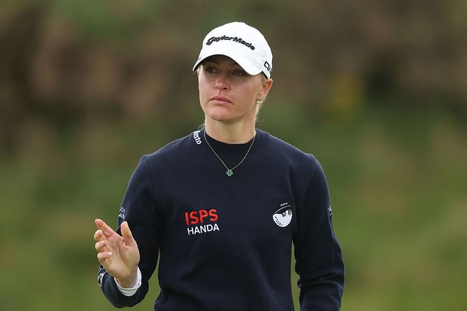 Charley Hull flaunts red top as she shares the frame with $440M-worth Adam Sandler