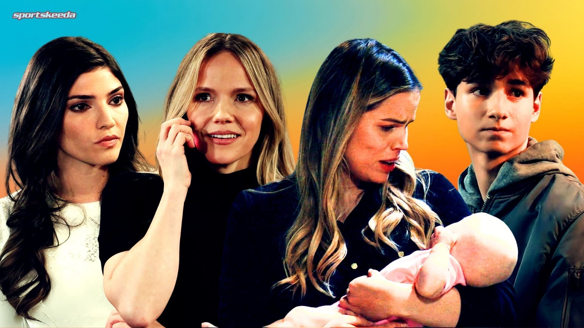 From left, Brook Lynn, Lulu, Sasha and Rocco on General Hospital (Custom edit by Sportskeeda, Original images via ABC Network)