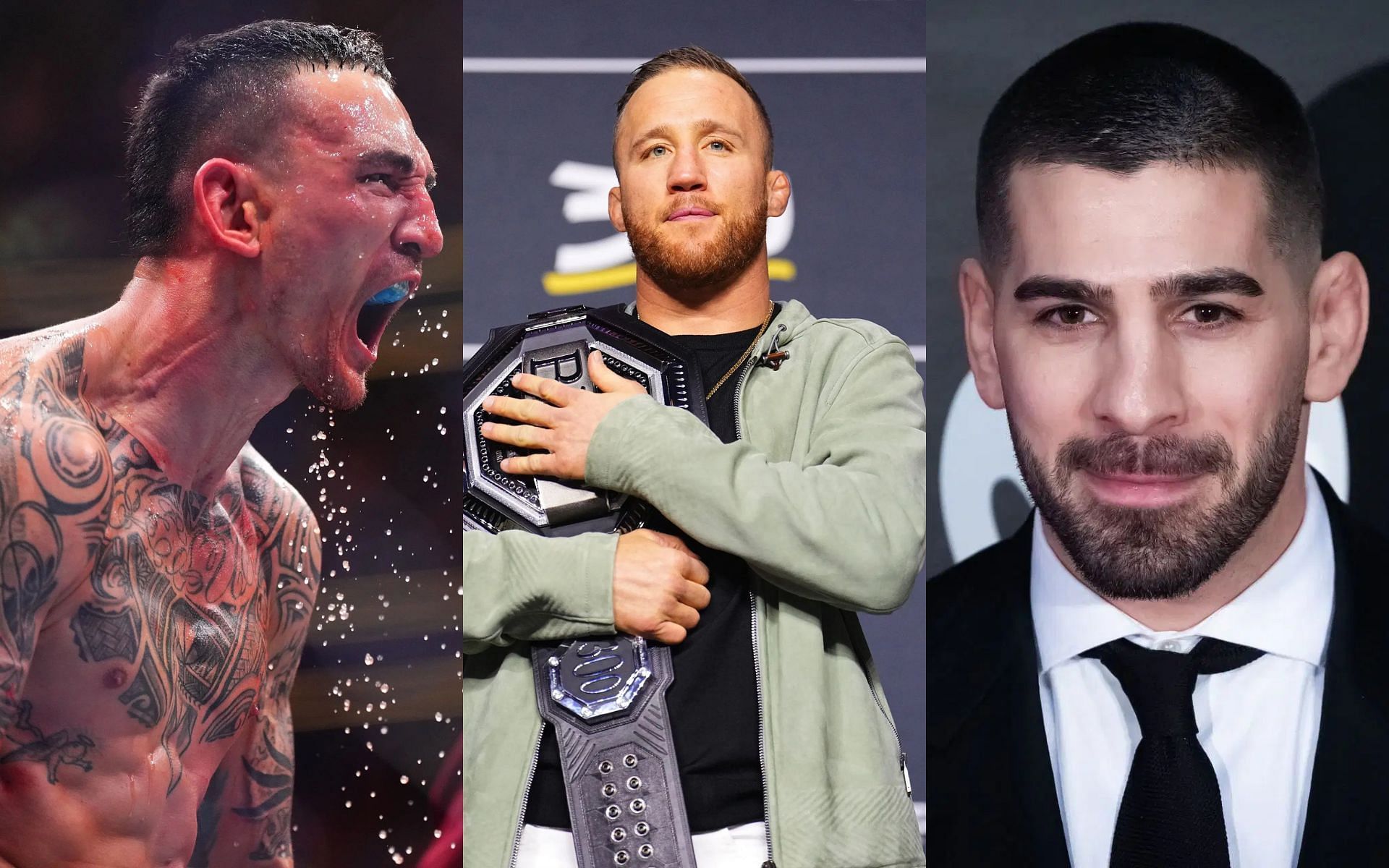 Max Holloway (left) weighs in on Justin Gaethje