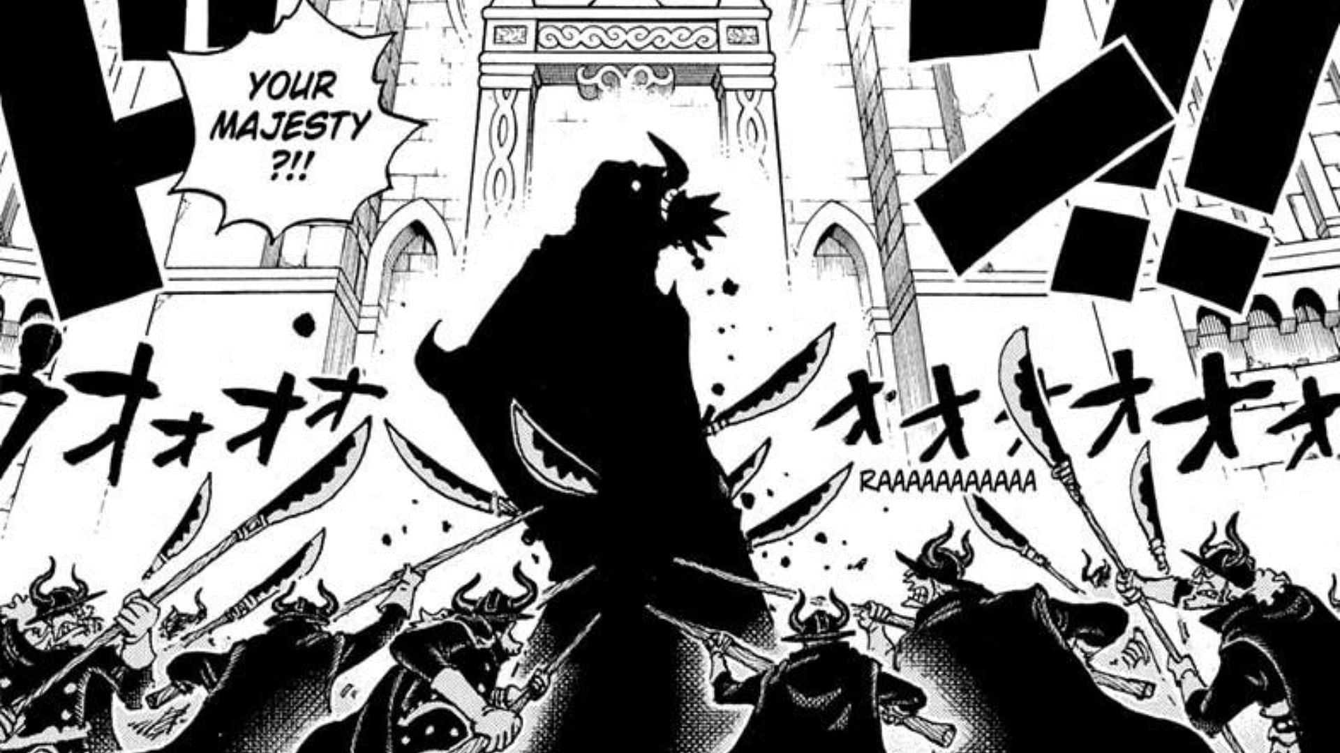 Harald being stabbed by his soldiers as seen in the manga (Image via Shueisha)