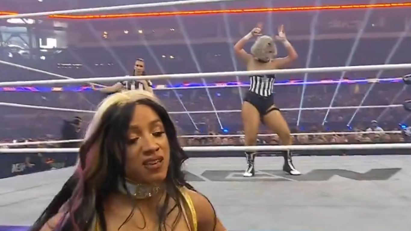 Mercedes Mone being mocked by Toni Storm at AEW All In [ Image from AEW