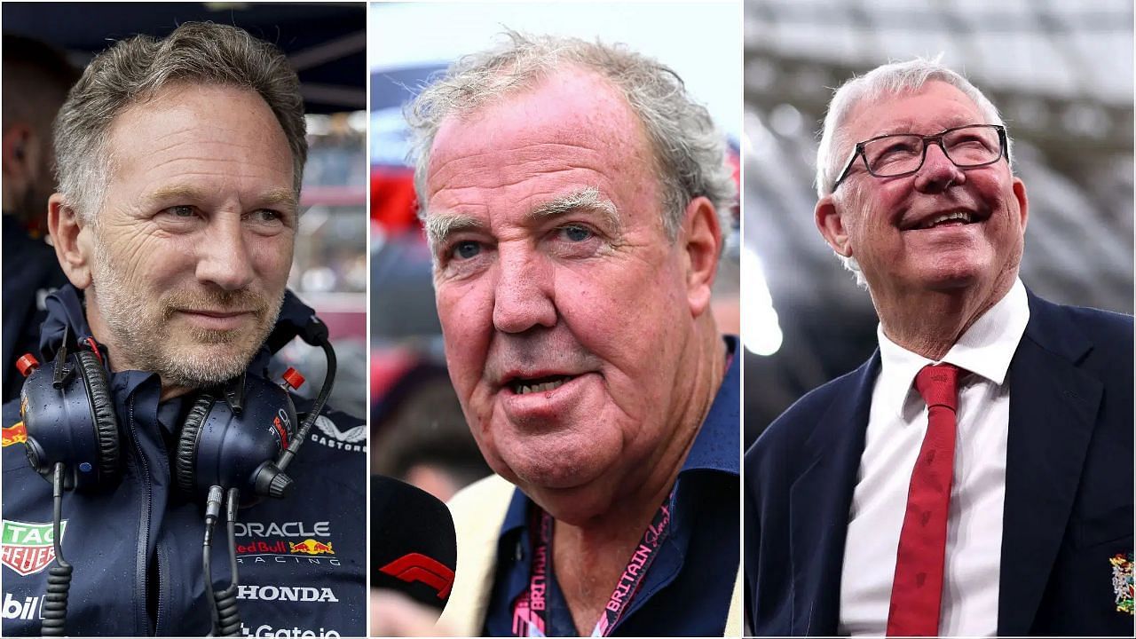 In Picture: Christian Horner, Jeremy Clarkson and Sir Alex Ferguson (from Left). Credit: Getty Images