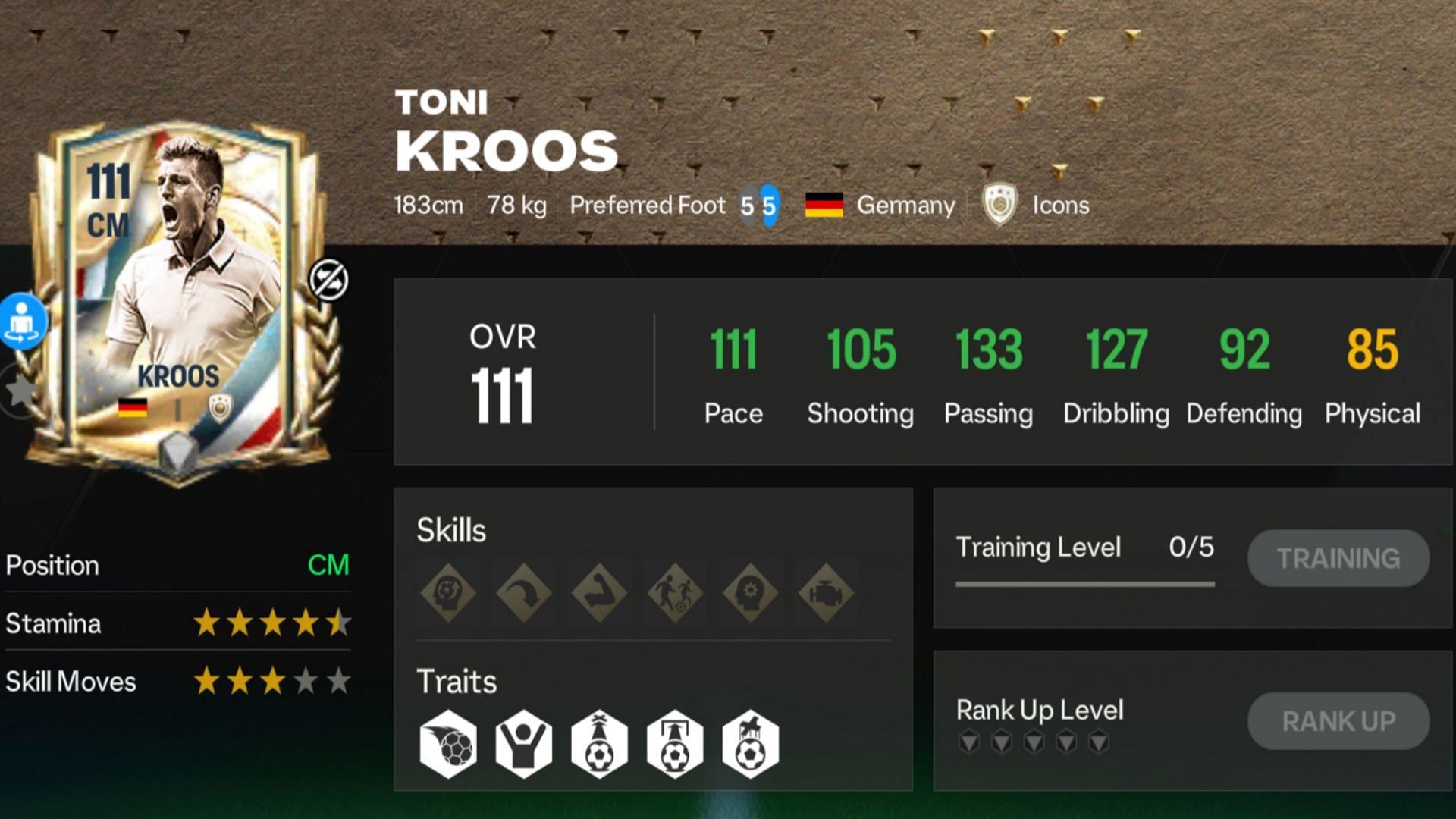 EA FC Mobile Definovanie dedičstiev Toni Kroos Exchange Stats (obrázok pomocou EA Sports)