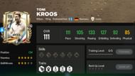 EA FC Mobile Defining Legacies Toni Kroos exchange card stats (Image via EA Sports)