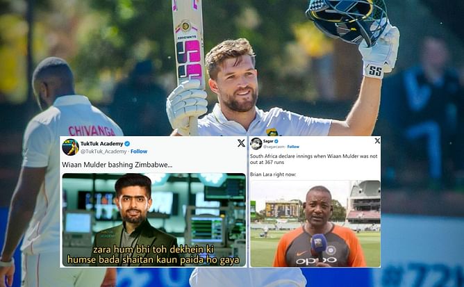 "Rahul Dravid no longer owns worst declaration of all-time"- Top 10 funny memes after Wiaan Mulder declares innings on 367* in 2nd SA vs ZIM 2025 Test