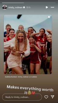 Trinity Rodman de la USWNT is excited as you step towards young girls inspiring with all new women of women just with Adidas 3 Rodman makes known the feelings to attend Adidas's launch event; Instagram - @trinity_rodman