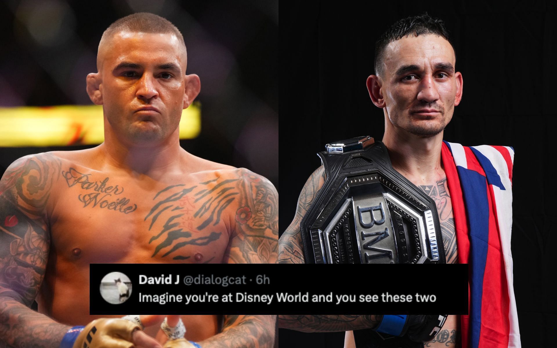 Fans on Dustin Poirier (left) and Max Holloway