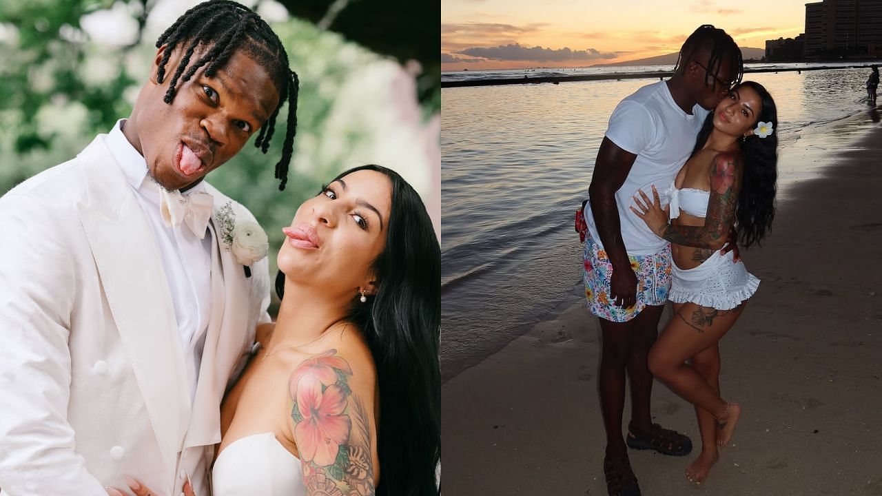 Travis Hunter&rsquo;s wife Leanna Lenee poses in black swimsuit during their honeymoon in Turks and Caicos