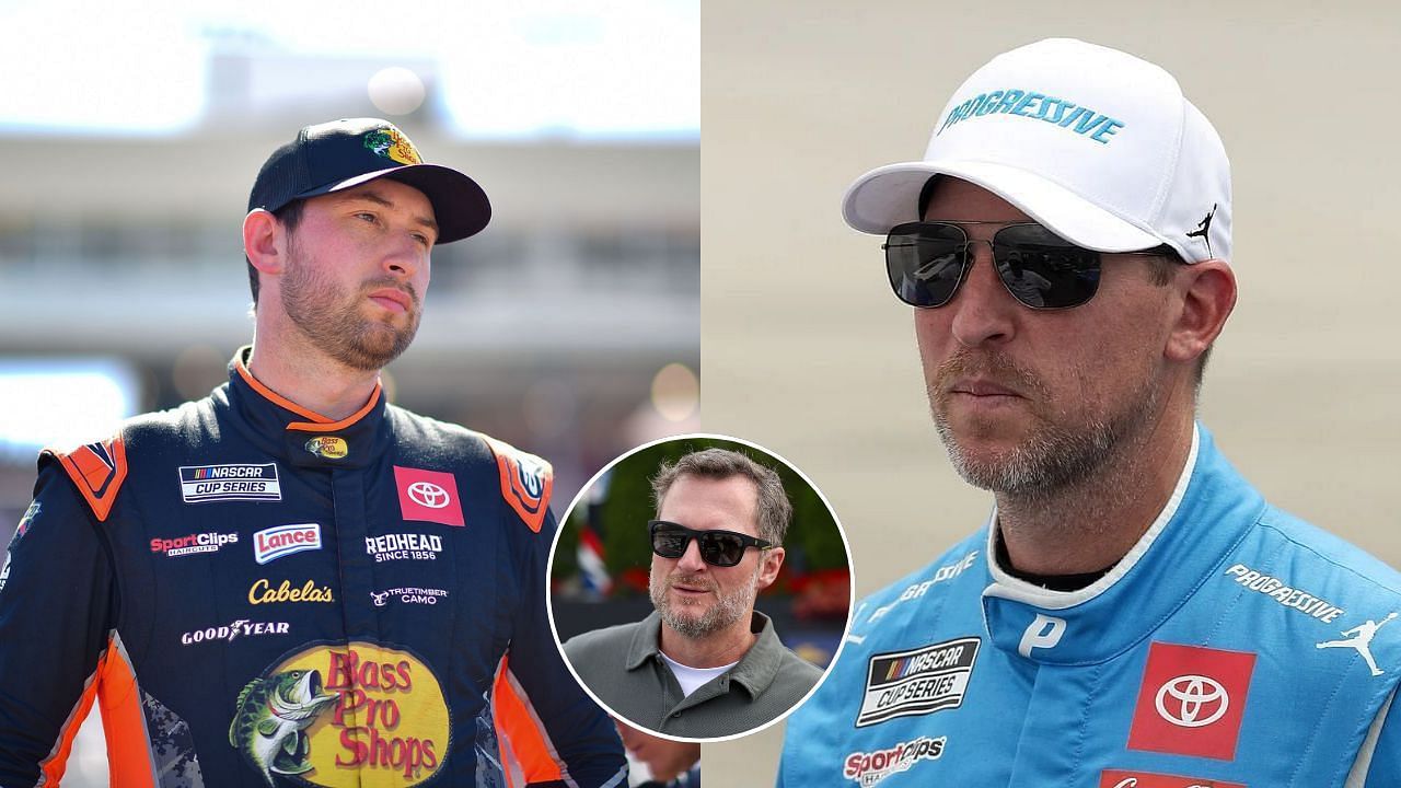 Chase Briscoe, Dale Earnhardt Jr. and Denny Hamlin