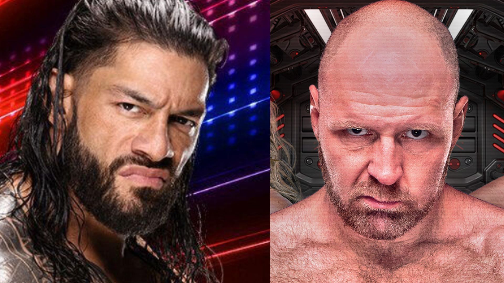 Roman Reigns (left) and Jon Moxley (right) (Images via AEW Facebook and WWE.com) 