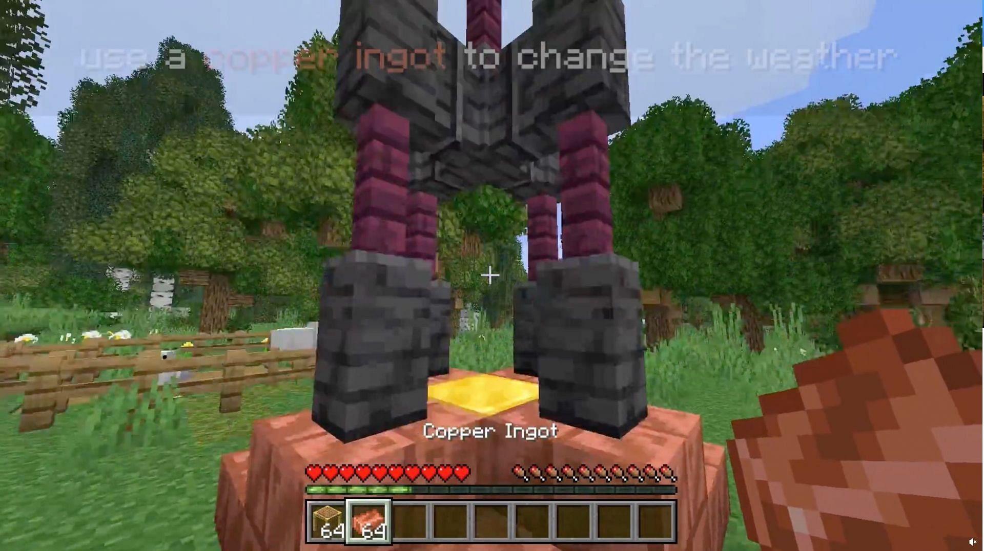 Minecraft player makes a functional weather changing structure 