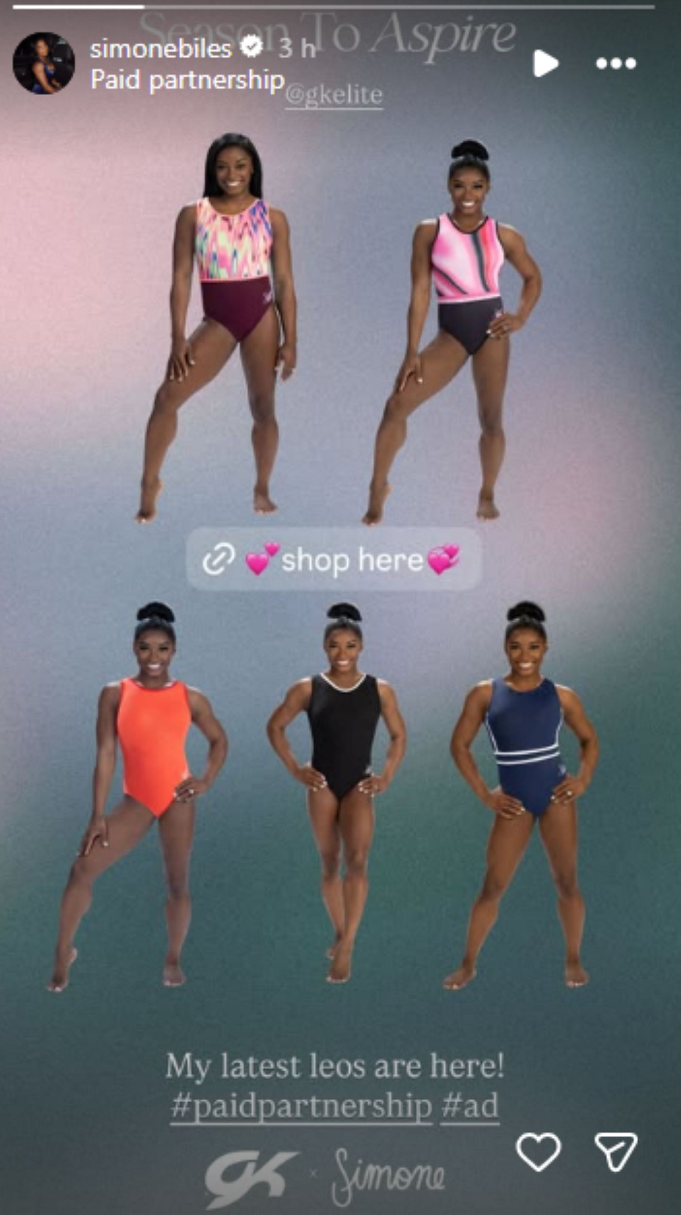 Screengrab of Simone Biles&#039; leotards [Image Source : Simone Biles&#039; Instagram]