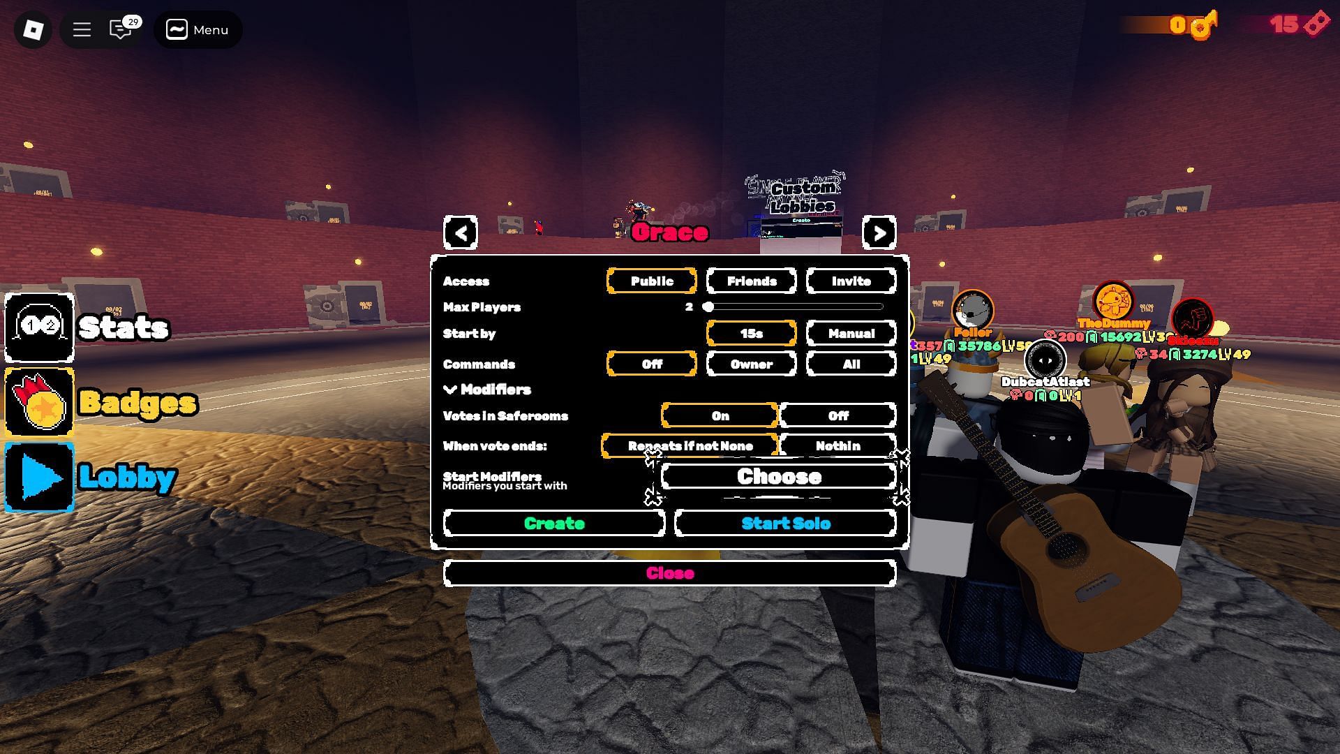 Match settings (Image via Roblox)