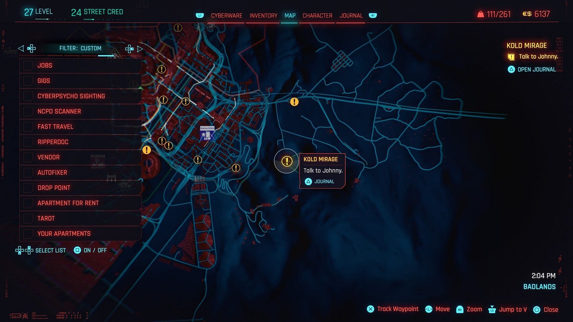 Bartmoss&#039; location in Cyberpunk 2077 (Image via SK Gaming || CDPR)