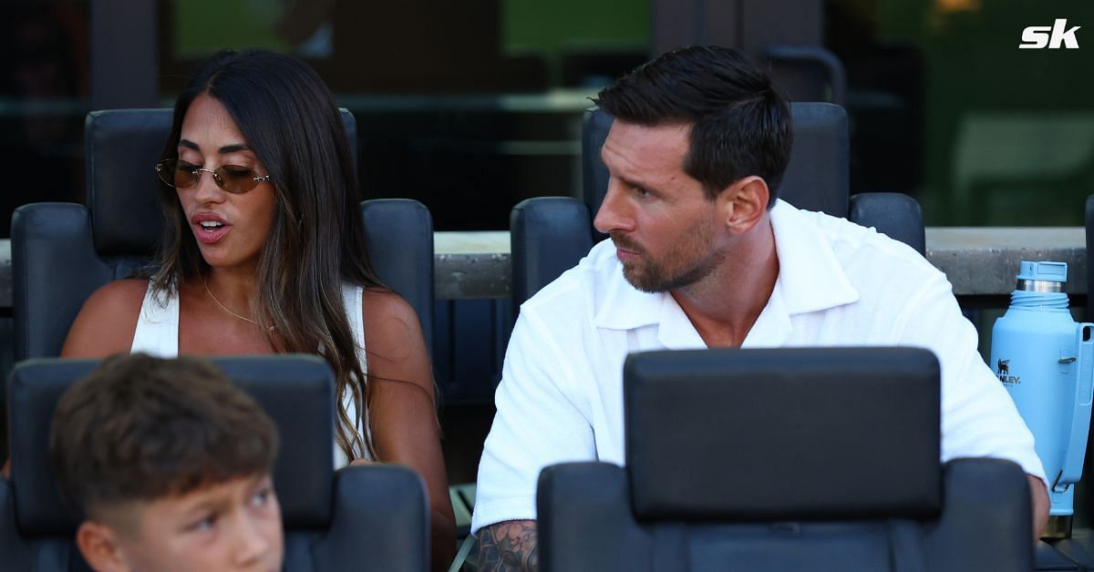 Lionel Messi watching Inter Miami clash with FC Cincinnati from the stands alongside wife Antonella Roccuzzo - Getty