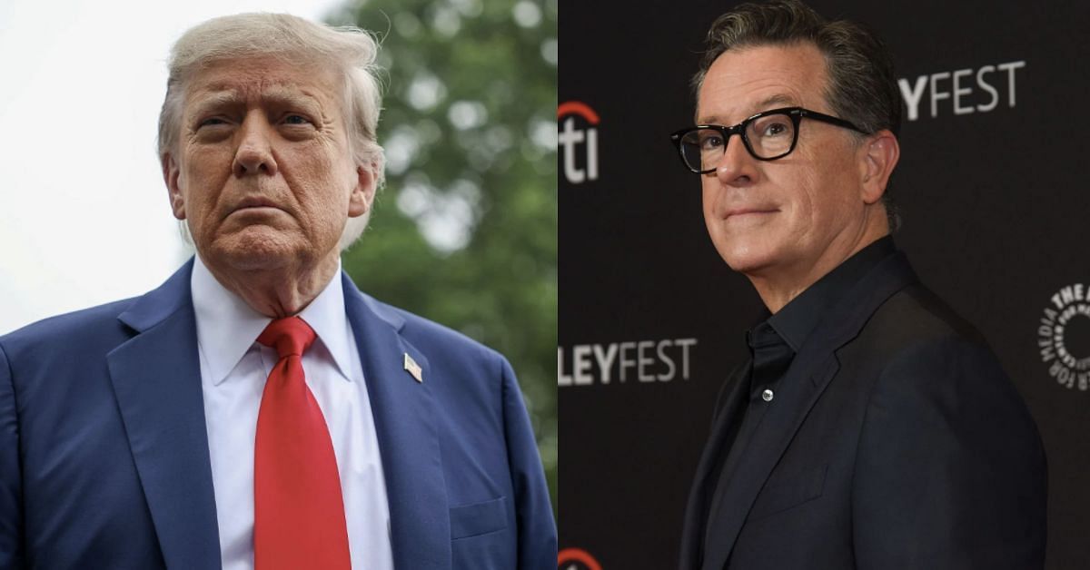 Donald Trump - left, Stephen Colbert - right (Images via Getty