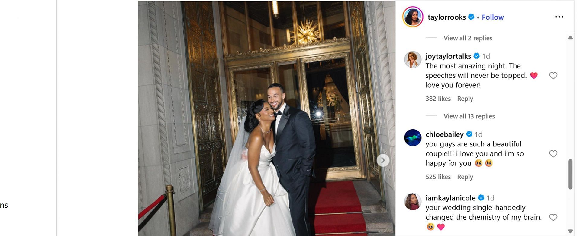 Joy Taylor wishes ex-podcast host on her surprise NYC wedding/@taylorrooks