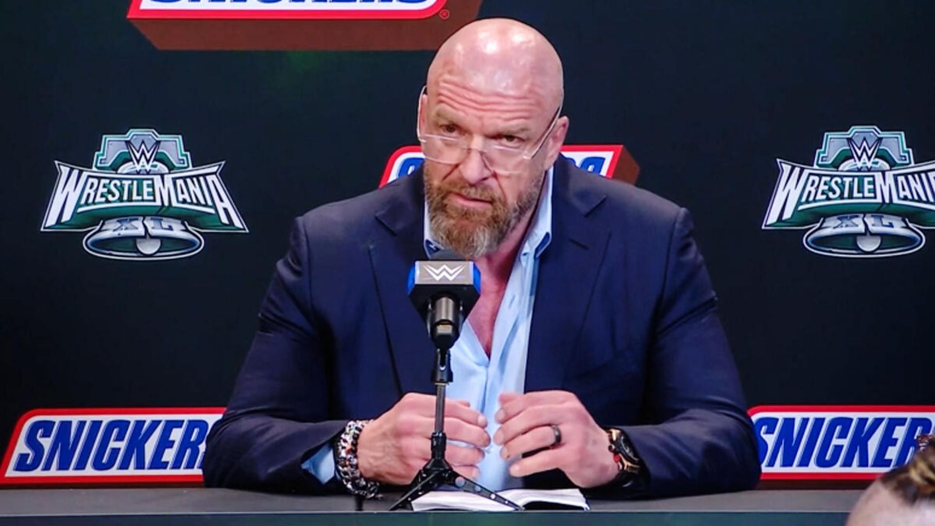 Triple H at the WrestleMania Press Conference [Image Credits: WWE.com]