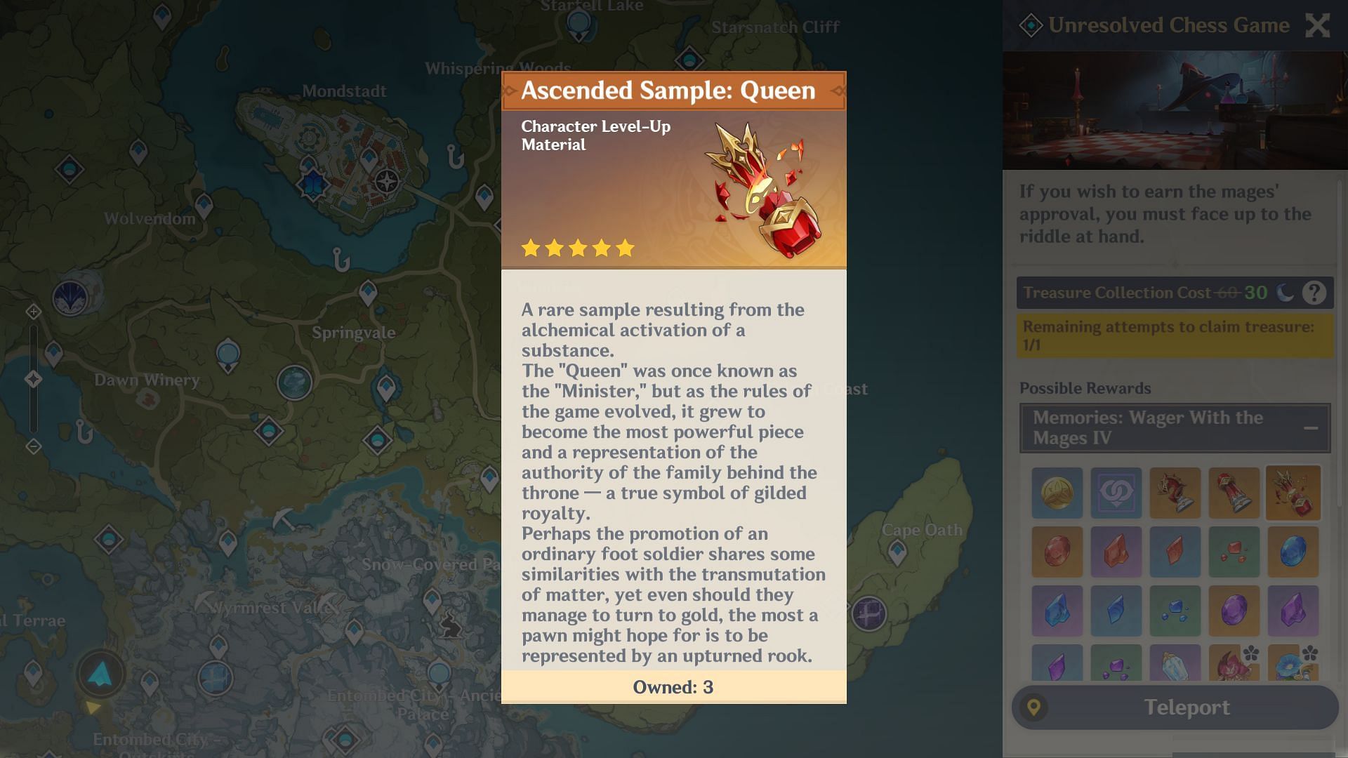 Ascended Sample: Queen is a weekly boss material (Image via HoYoverse)