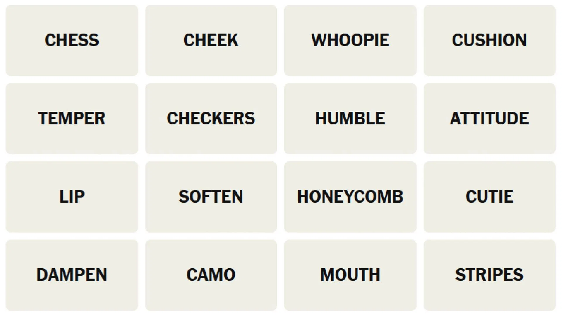 The New York Times Connections words for today (Image via The New York Times)