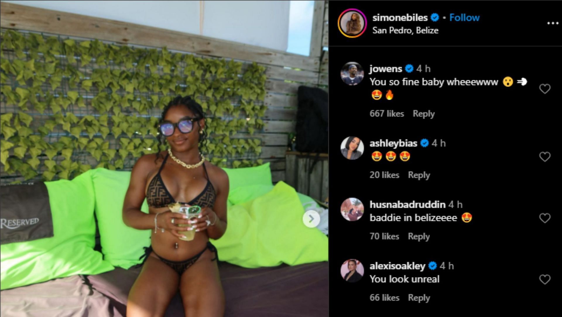Screengrab of Jonathan Owens&#039; comment [Image Source: Simone Biles&#039; Instagram]